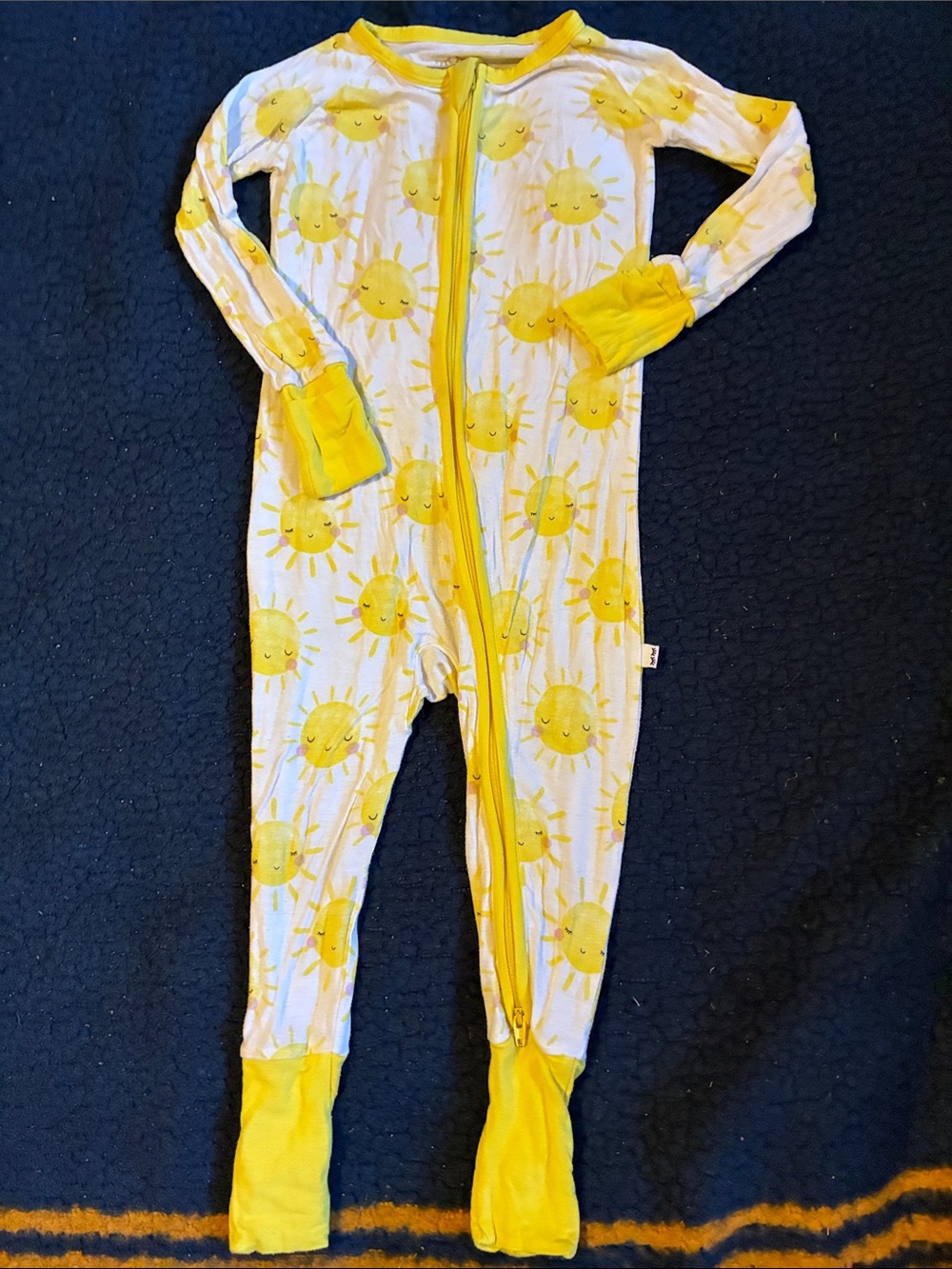 Little Sleepies Yellow Sun-Print Footed One-Piece